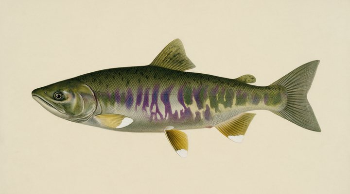 Chum salmon field-guide illustration