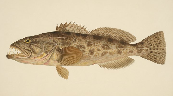 Lingcod field-guide illustration