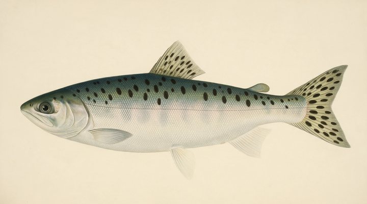 Pink salmon field-guide illustration