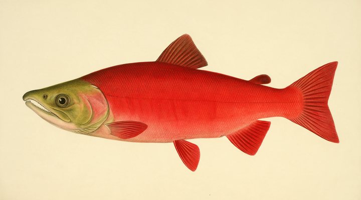 Sockeye salmon field-guide illustration