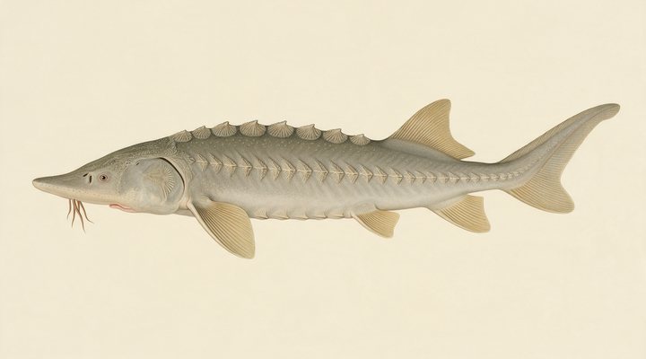 White sturgeon field-guide illustration